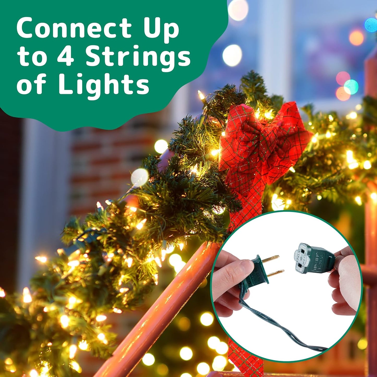 100 LED Warm White Clear Bulb with Green Wire