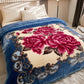 Queen Size Blue Korean Mink Heavy, Fleece Plush, 2 Ply Reversible Raschel Bed Blanket