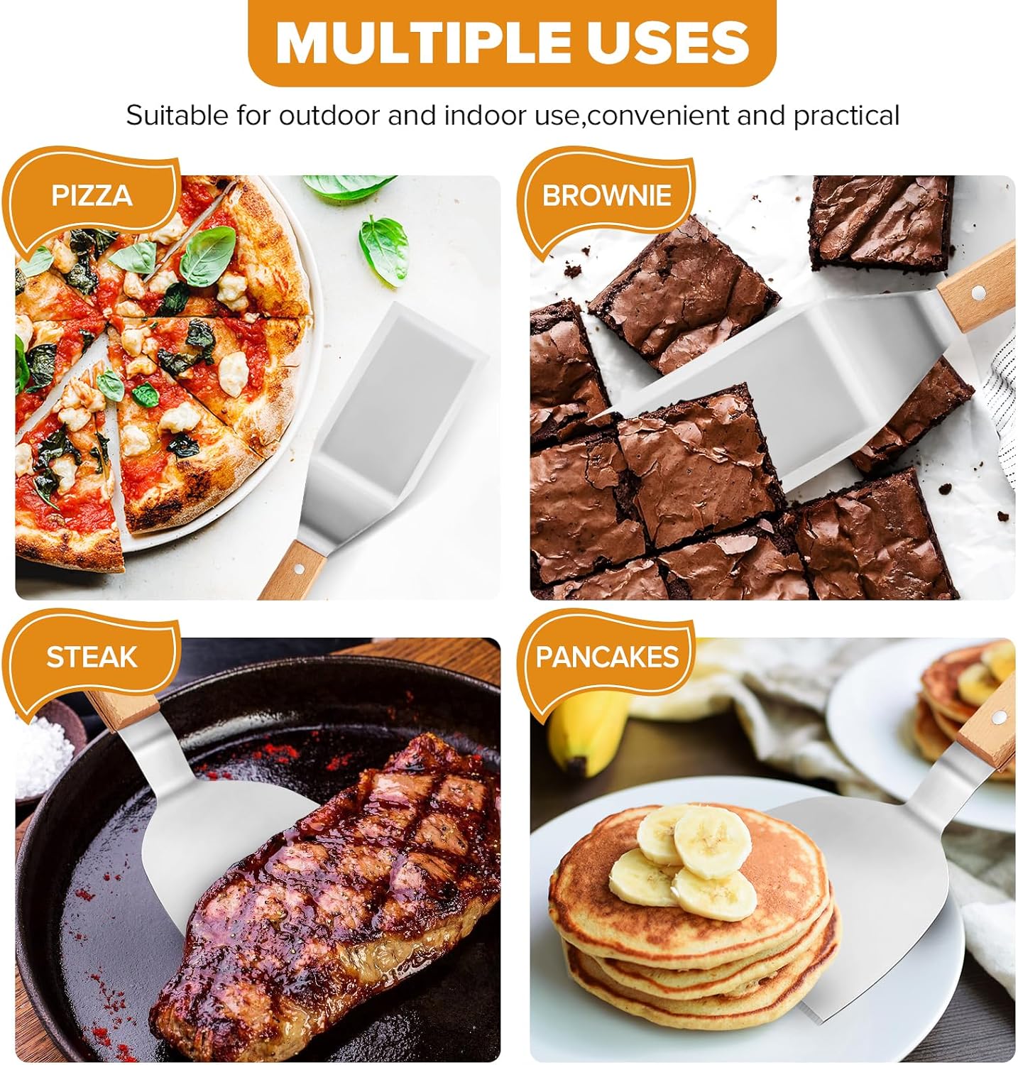 Hamburger Turner Spatula with Wooden Handle