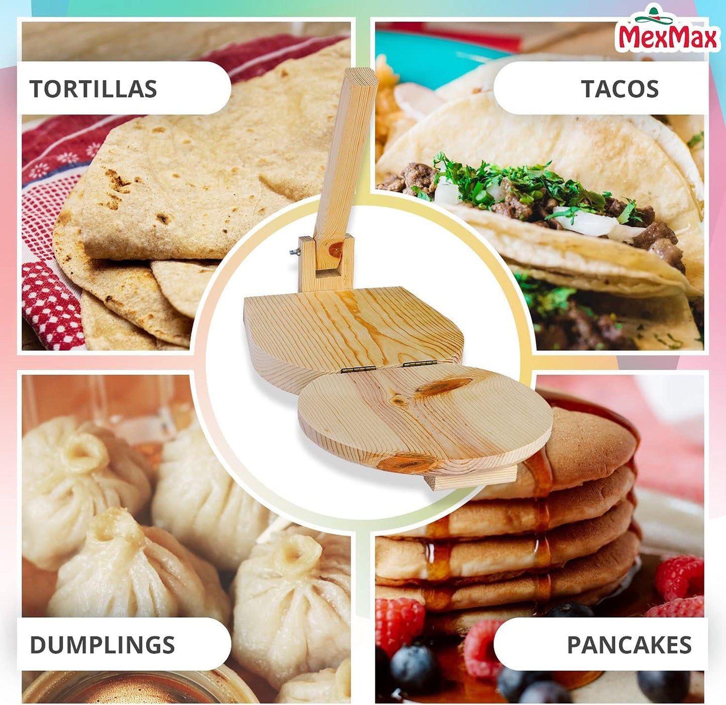 7" Round Wooden Tortilla Press