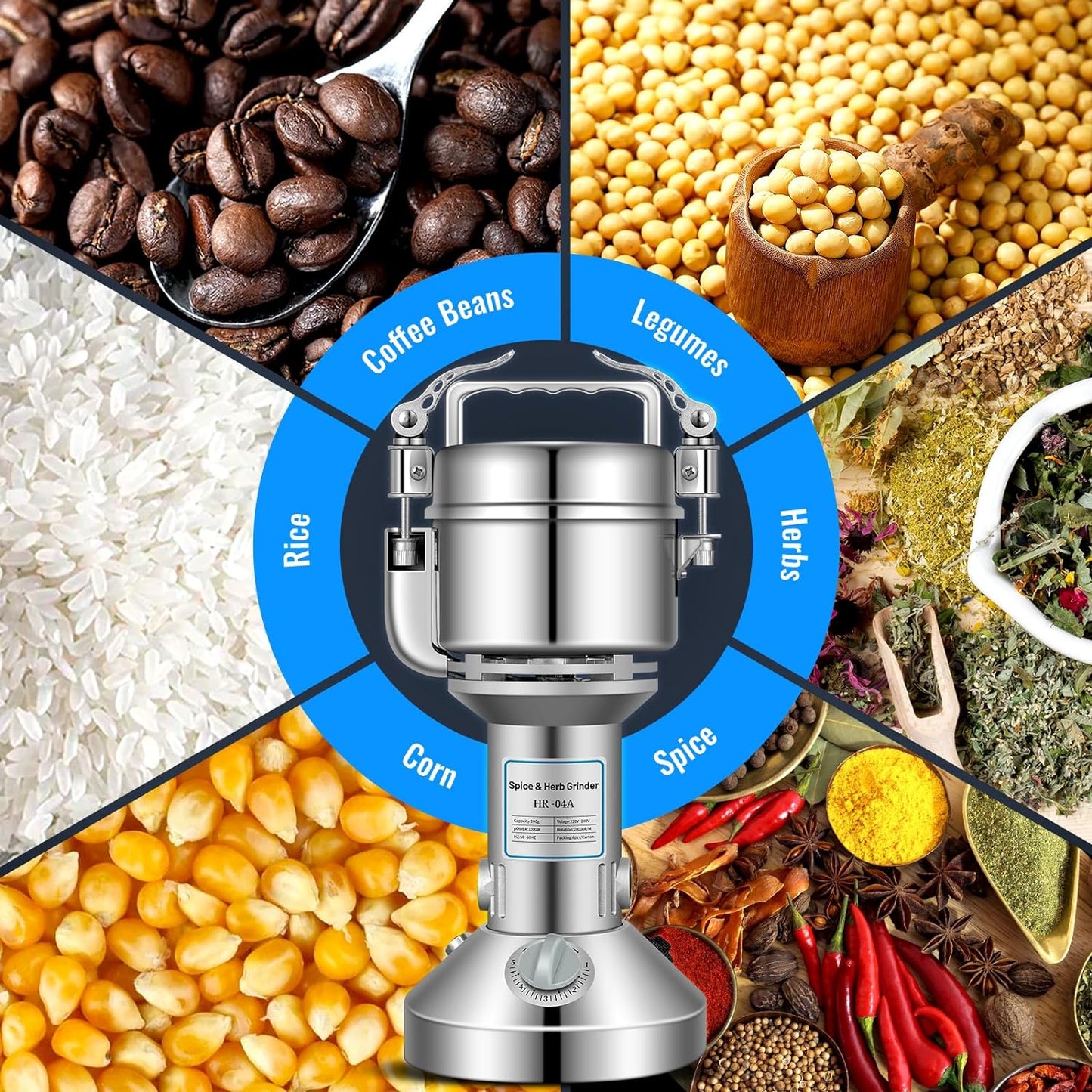 100g Stainless Steel Grain Mill Grinder / Multi Function Disintegrator