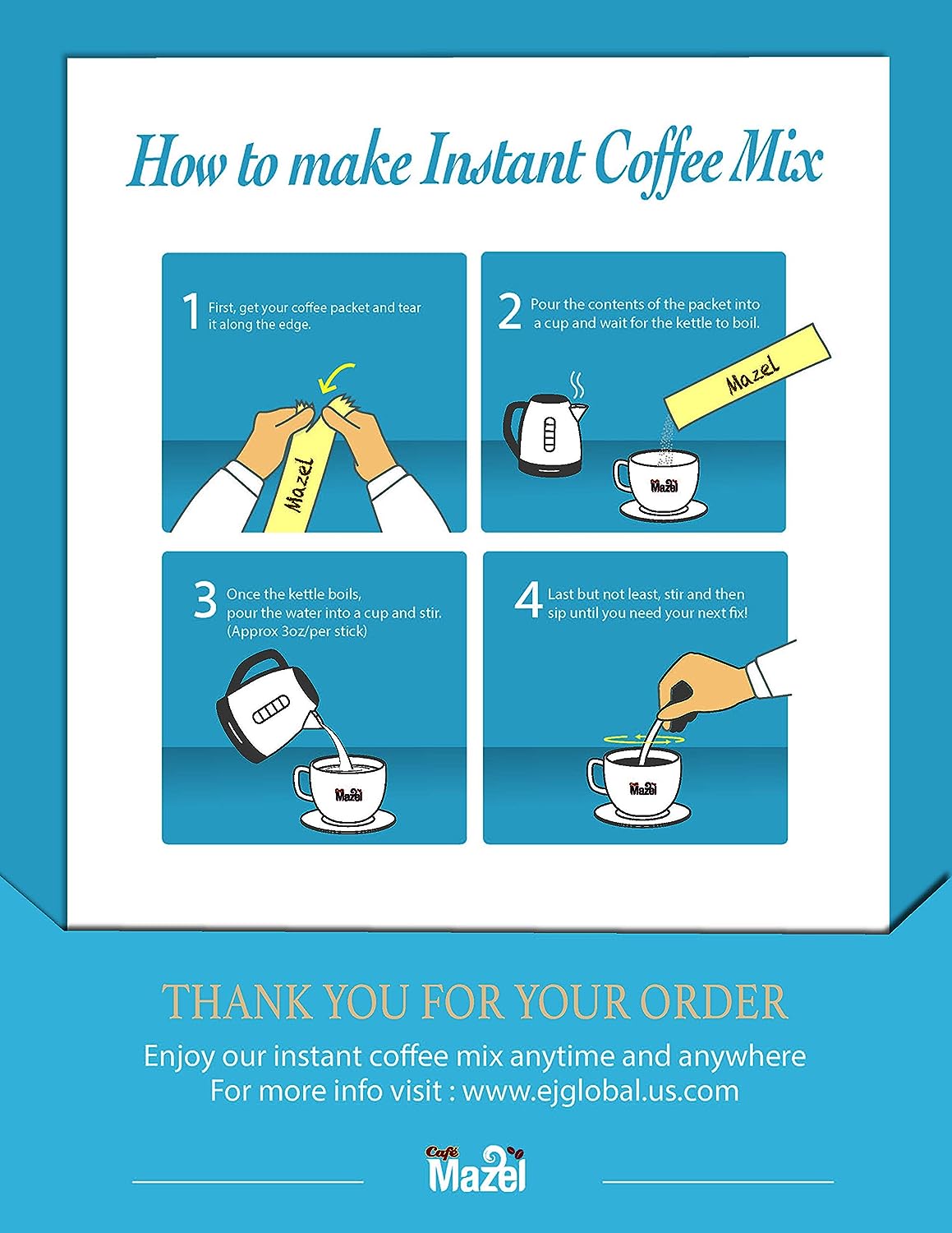 Cafe Mazel Hazelnut Instant Coffee Mix (10 Sticks)