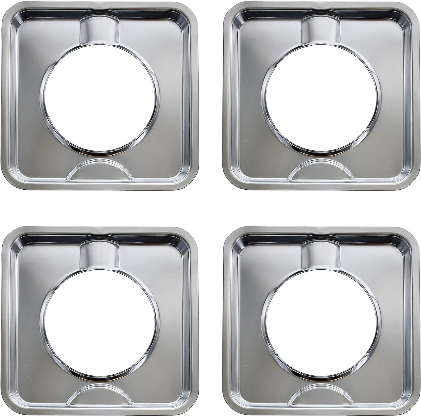 4 PC Chrome Square Gas Range Drip Pan