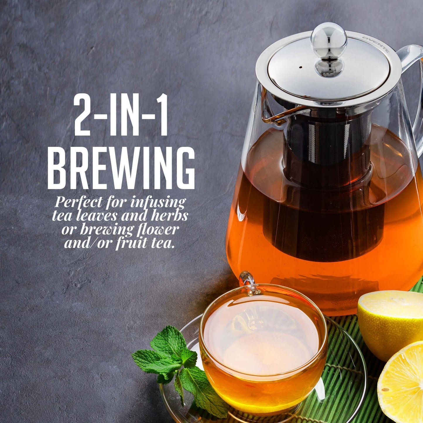 Ovente Glass Teapot with Removable Infuser