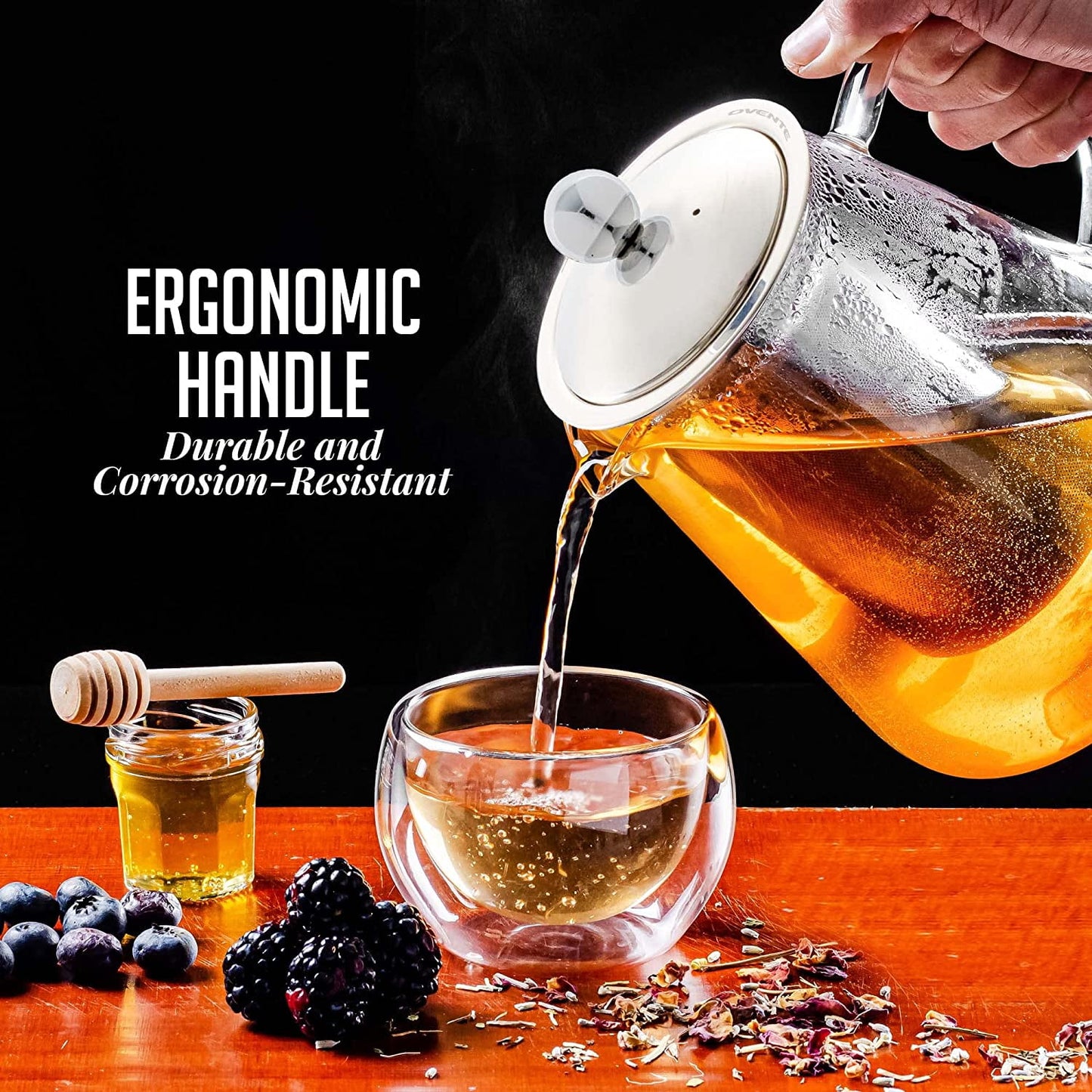 Ovente Glass Teapot with Removable Infuser