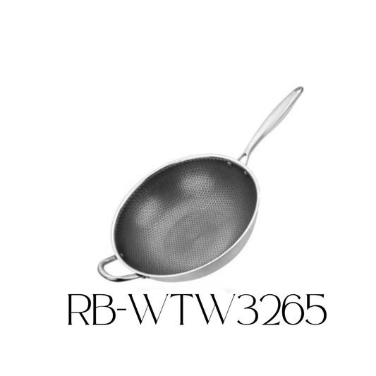 Royal Mega Cook 32cm Stainless Steel Wok Pan+FREE GIFT/Sartén Wok de Acero Inoxidable Royal Mega de 32cm + REGALO GRATIS