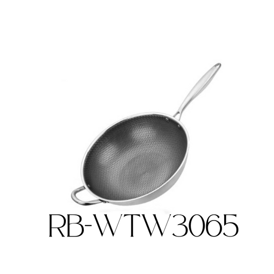 Royal Mega Cook 30cm Stainless Steel Wok Pan+FREE GIFT/Sartén Wok de Acero Inoxidable Royal Mega de 30 cm + REGALO GRATIS