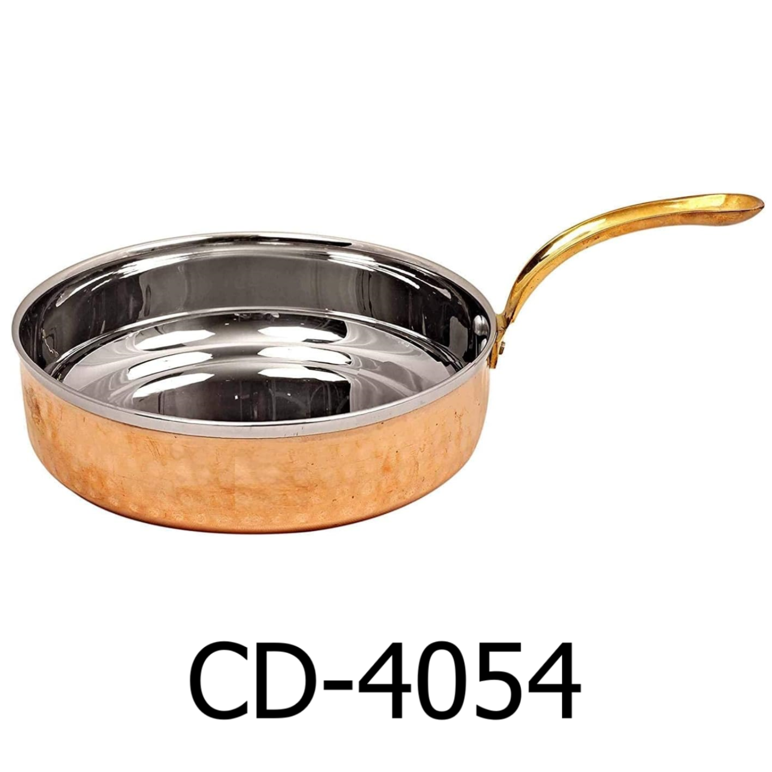 5 Copper/Stainless Steel Hammered Mini Fry Pan with Brass Handle