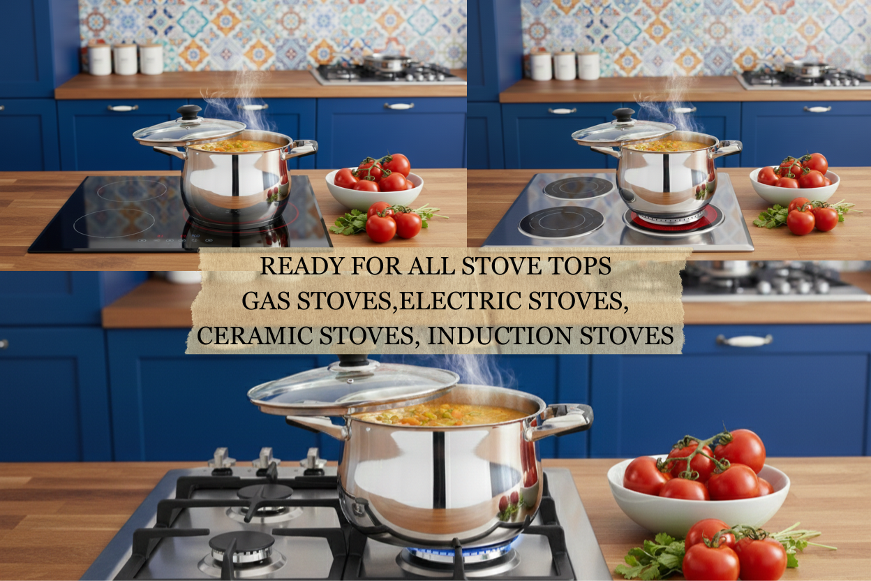 40 QT Stainless Steel 18/10 Induction Stock (Free Gift 2 Spoons)