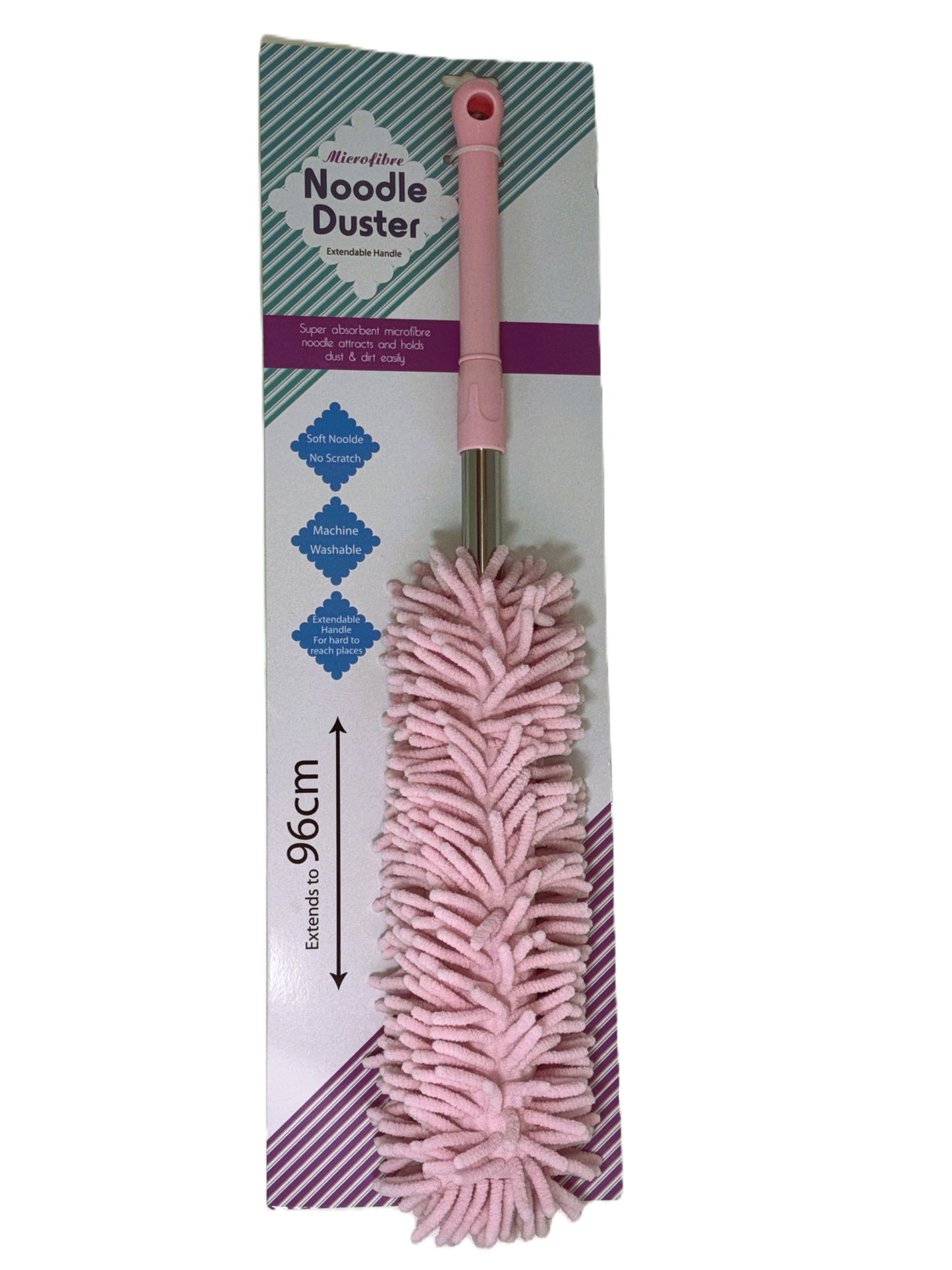 MICROFIBRE NOODLE DUSTER EXTENDABLE HANDLE PNK