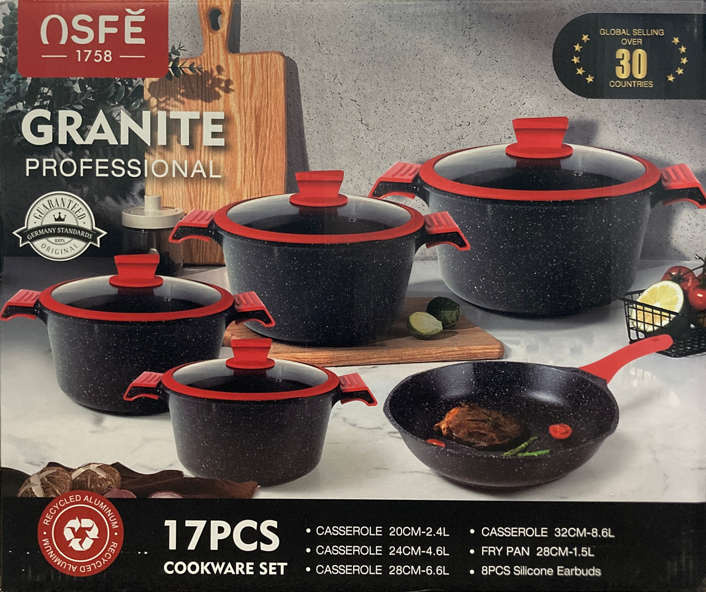 17 PC Granite Professional Cookware Set