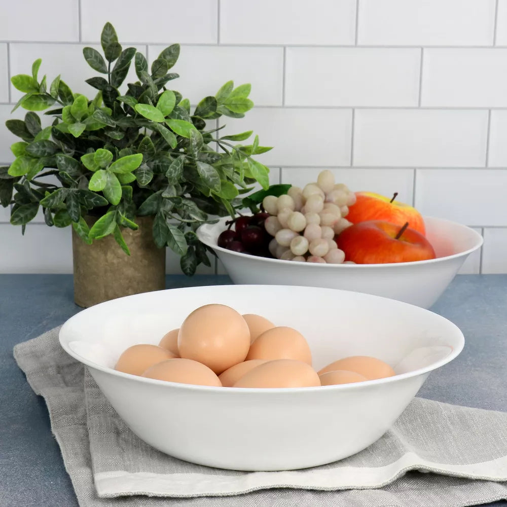 2 PC Gibson Ultra 46oz Tempered Opal Glass Serving Bowl Set