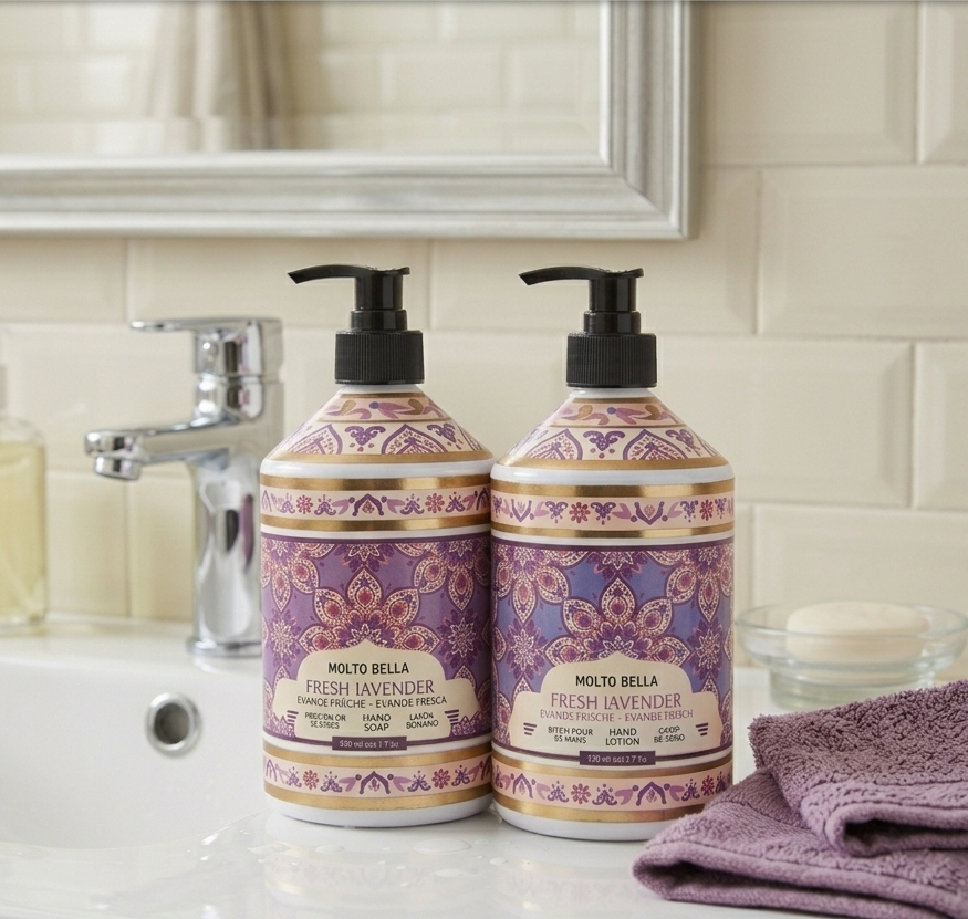 Molto Bella Lavander Hand Soap & Hand Lotion Set/Set de Jabón de Manos y Loción de Manos de Lavanda Fresca