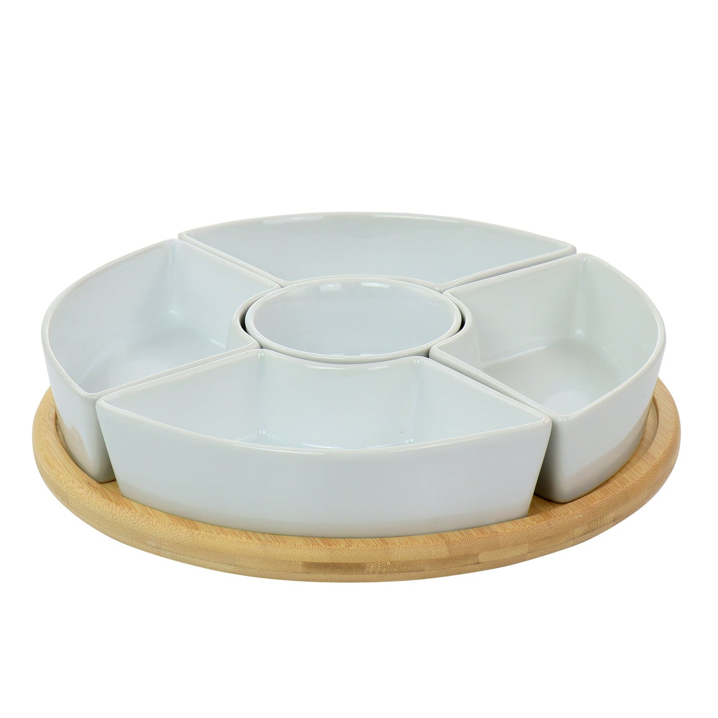 Gibson 6 PC Tidbit Dish Set with Rotating Wood Base