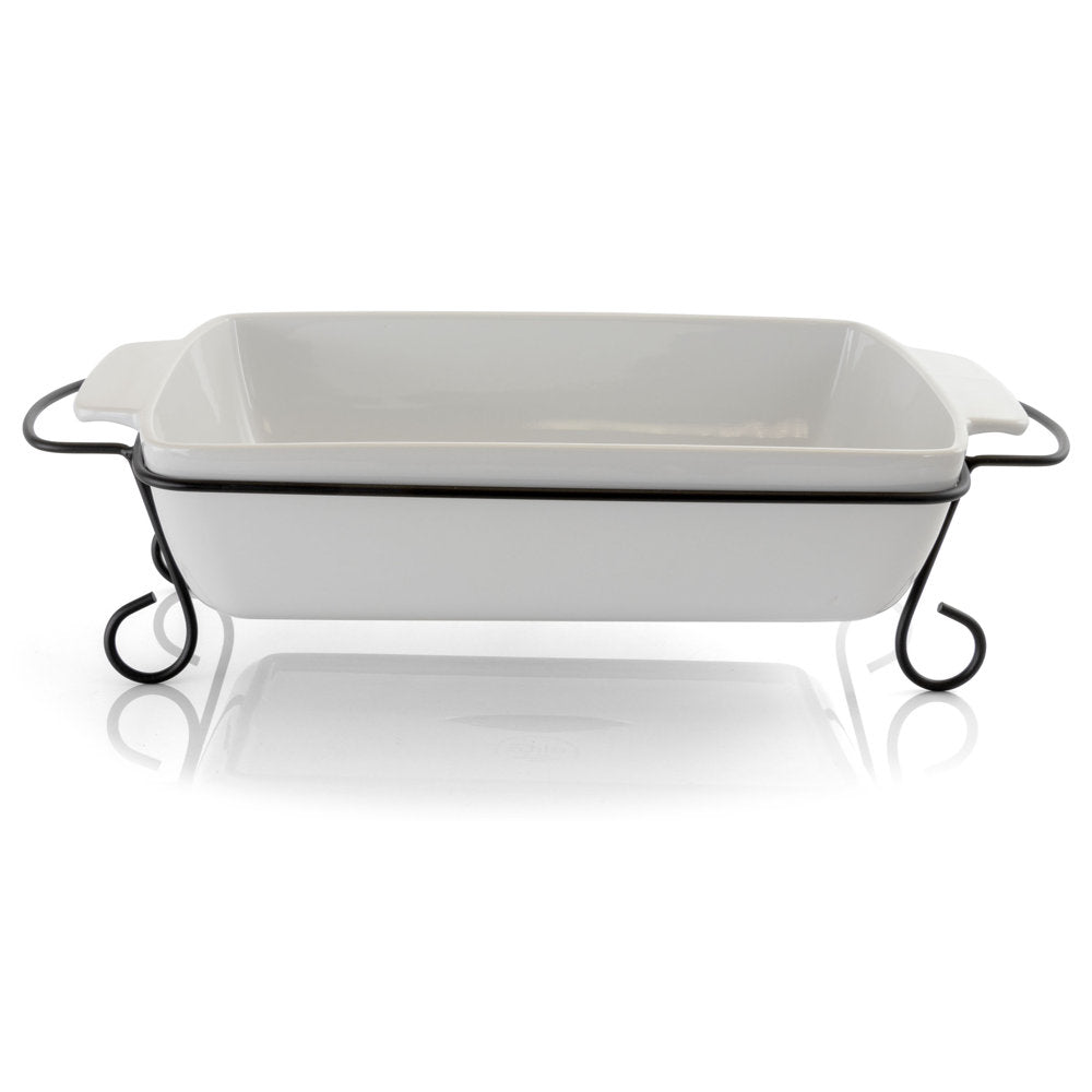 Gibson Rectangle Stoneware Bakeware With Metal Rack