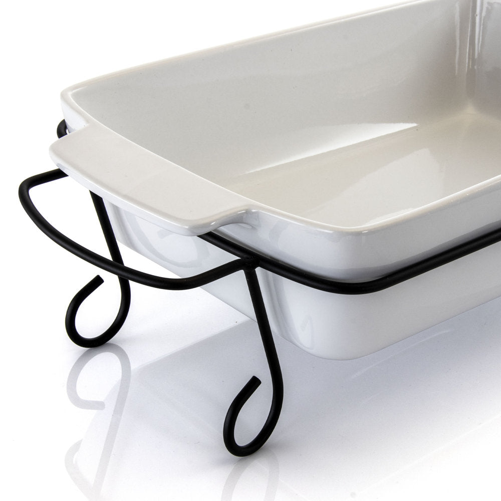 Gibson Rectangle Stoneware Bakeware With Metal Rack