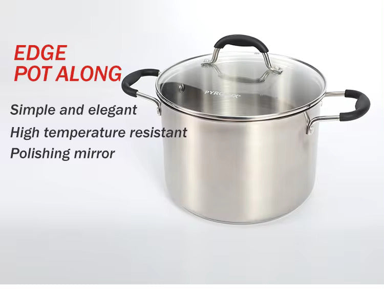 6 PC Stainless Steel Cookware Set - Glass Lid (M)