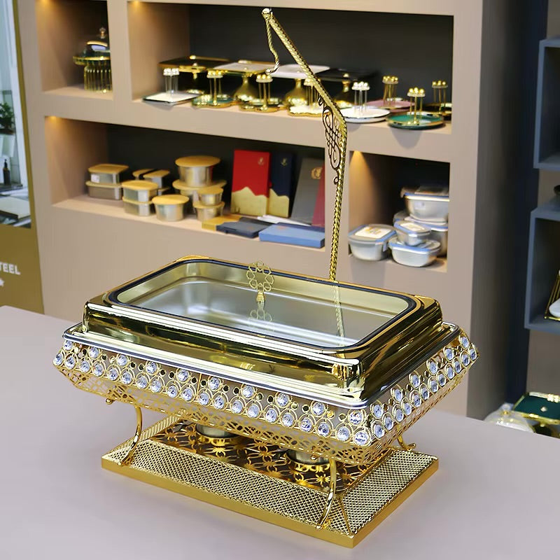 Luxury Diamond Design Golden Chafing Dish