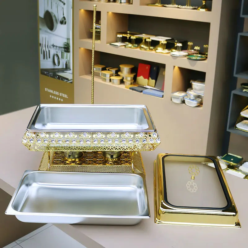 Luxury Diamond Design Golden Chafing Dish