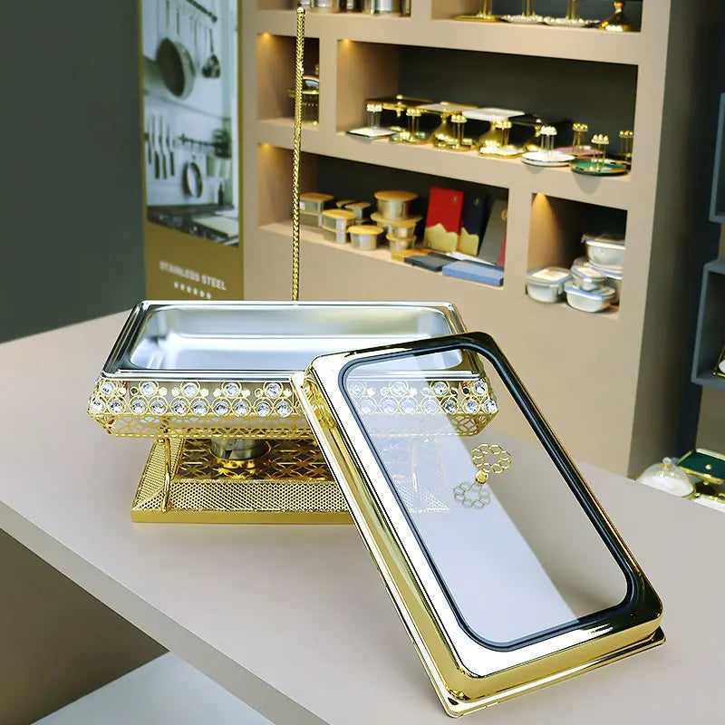 Luxury Diamond Design Golden Chafing Dish