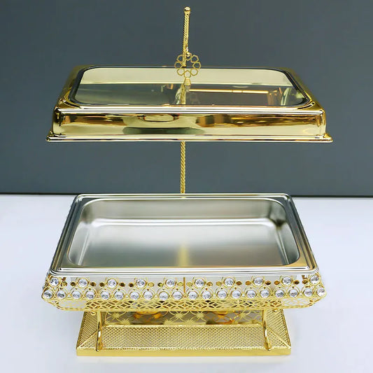 Luxury Diamond Design Golden Chafing Dish