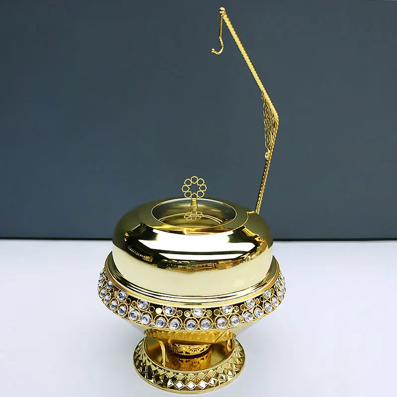 Luxury Diamond Design Golden Round Chafing Dish