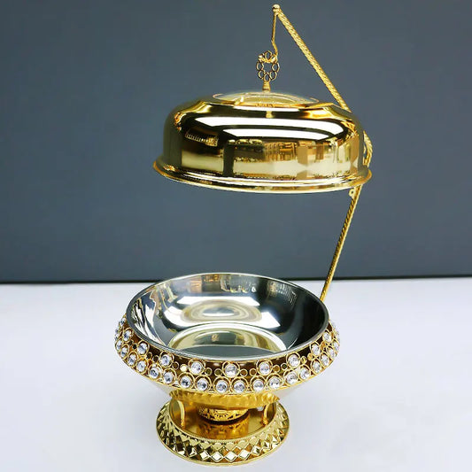 Luxury Diamond Design Golden Round Chafing Dish