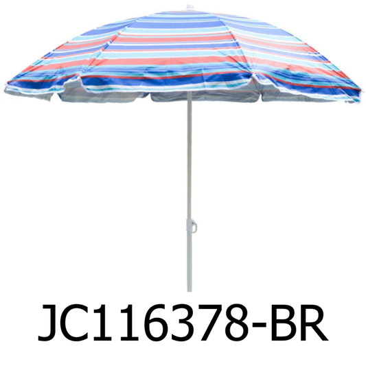 7.9 ft Blue-Red Stripe Beach Umbrella