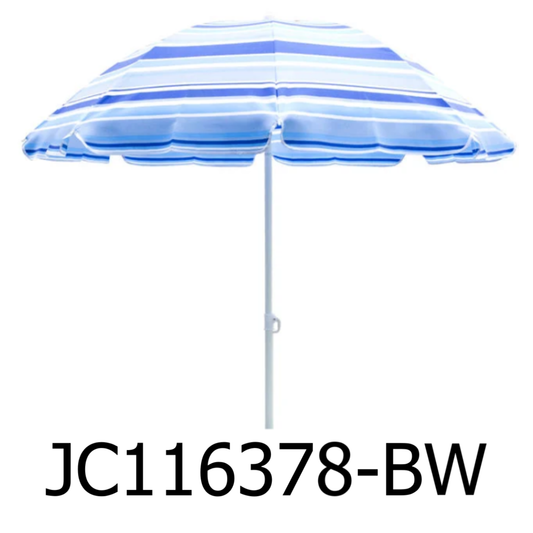 7.9 ft Blue-White Stripe Beach Umbrella