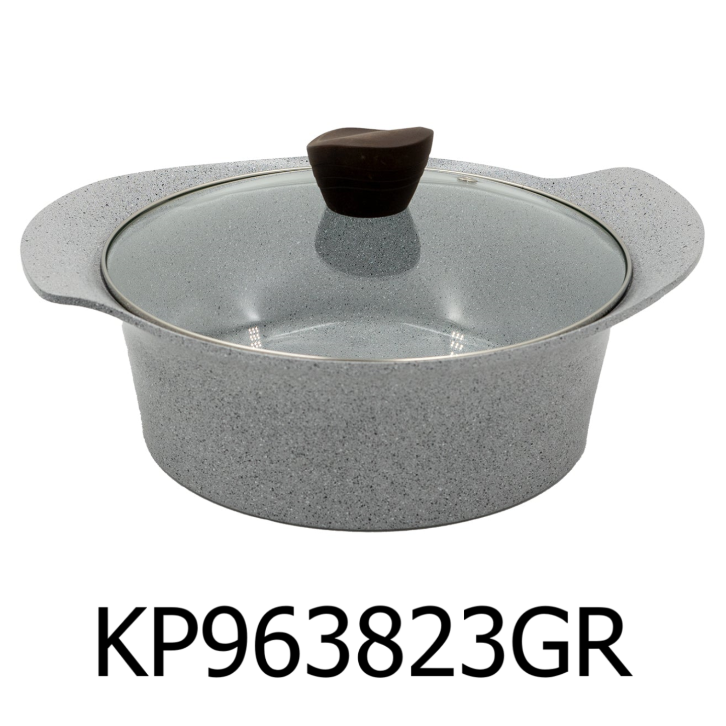 20cm Grey Marble Ceramic Coating Low Pot