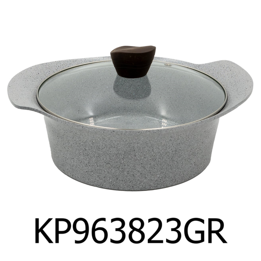 20cm Grey Marble Ceramic Coating Low Pot