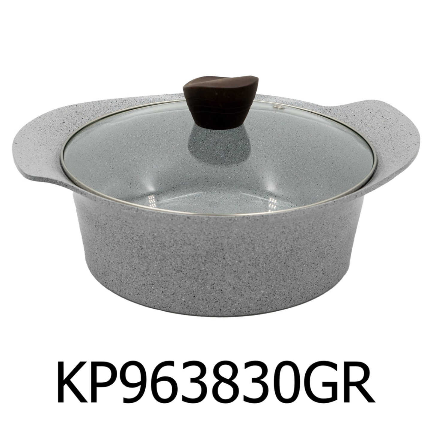 24cm Grey Marble Ceramic Coating Low Pot