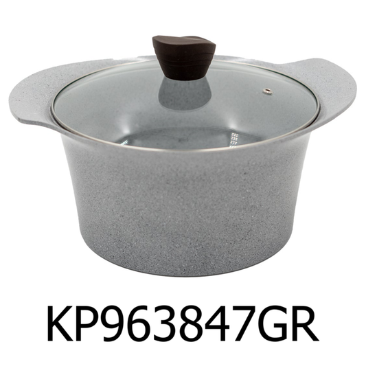 24cm Grey Marble Ceramic Coating Stock Pot