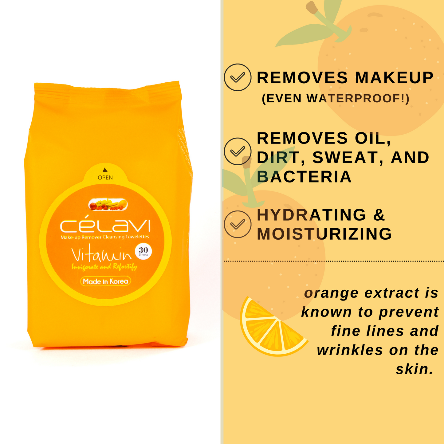 Celavi Vitamin Makeup Remover Cleansing Wipes (Pack of 2)