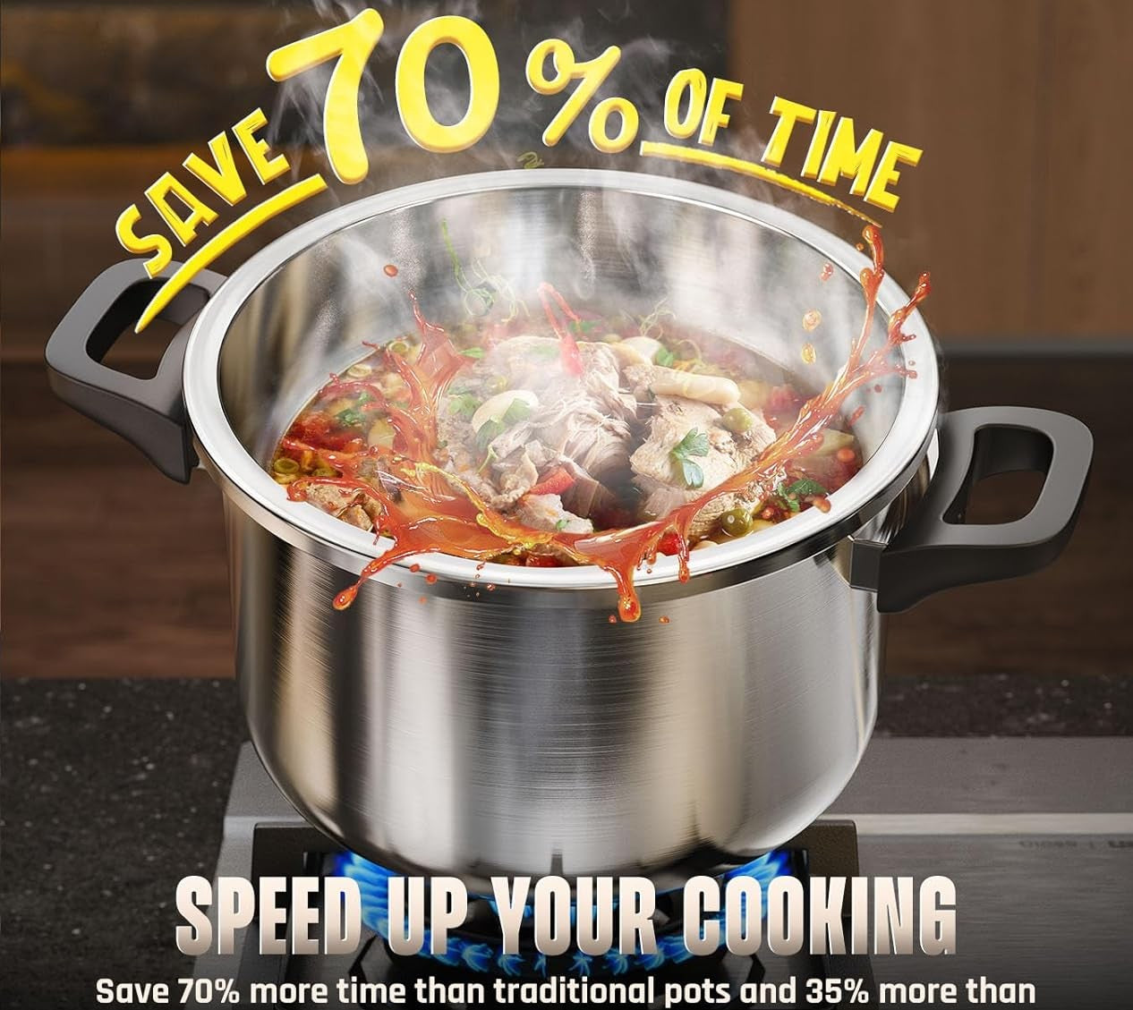Stainless Steel Pressure Cooker-12L/26CM(Free ladle spoon gift)