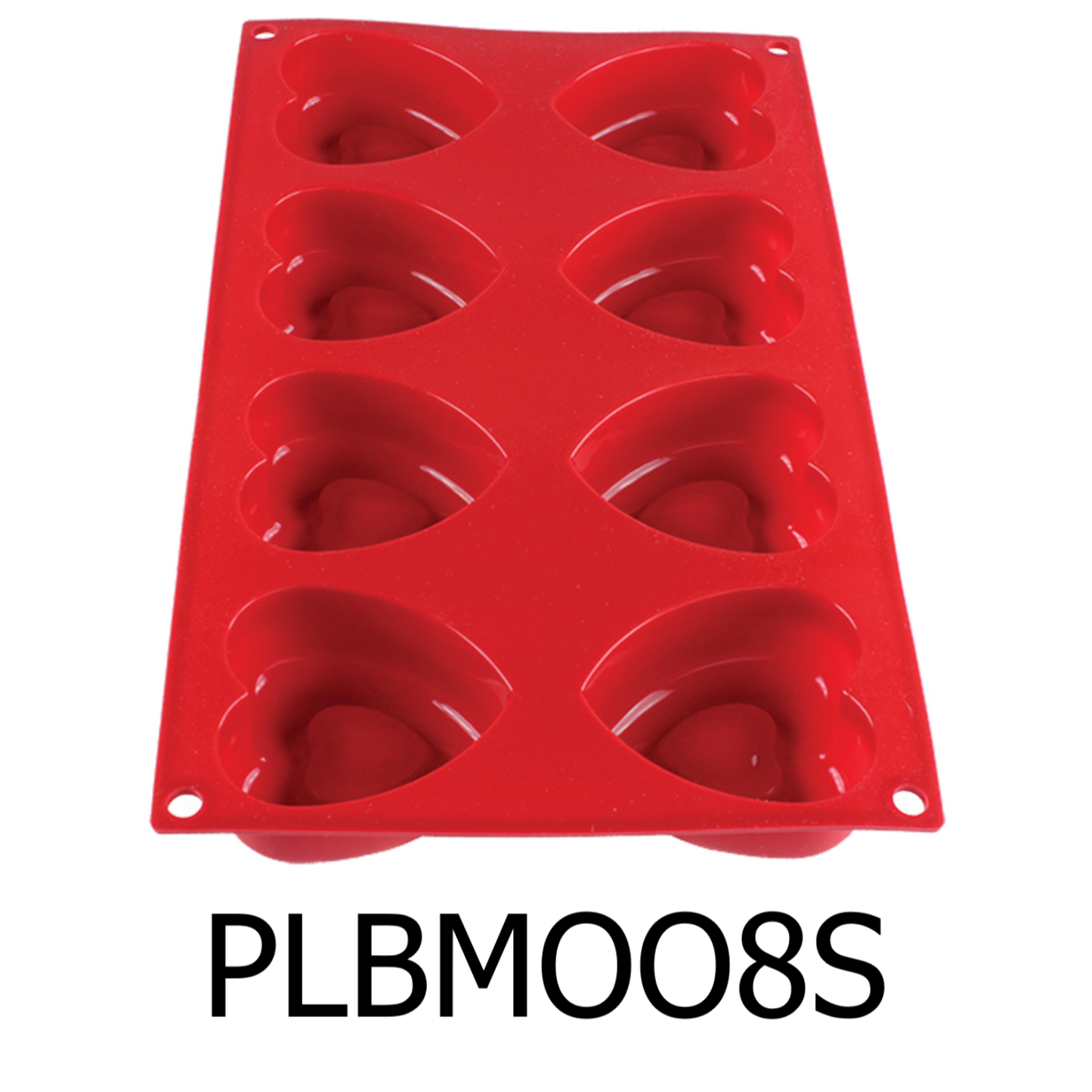 2.4 Oz Heart High Heat Silicone Baking Mold, 8 Cavities