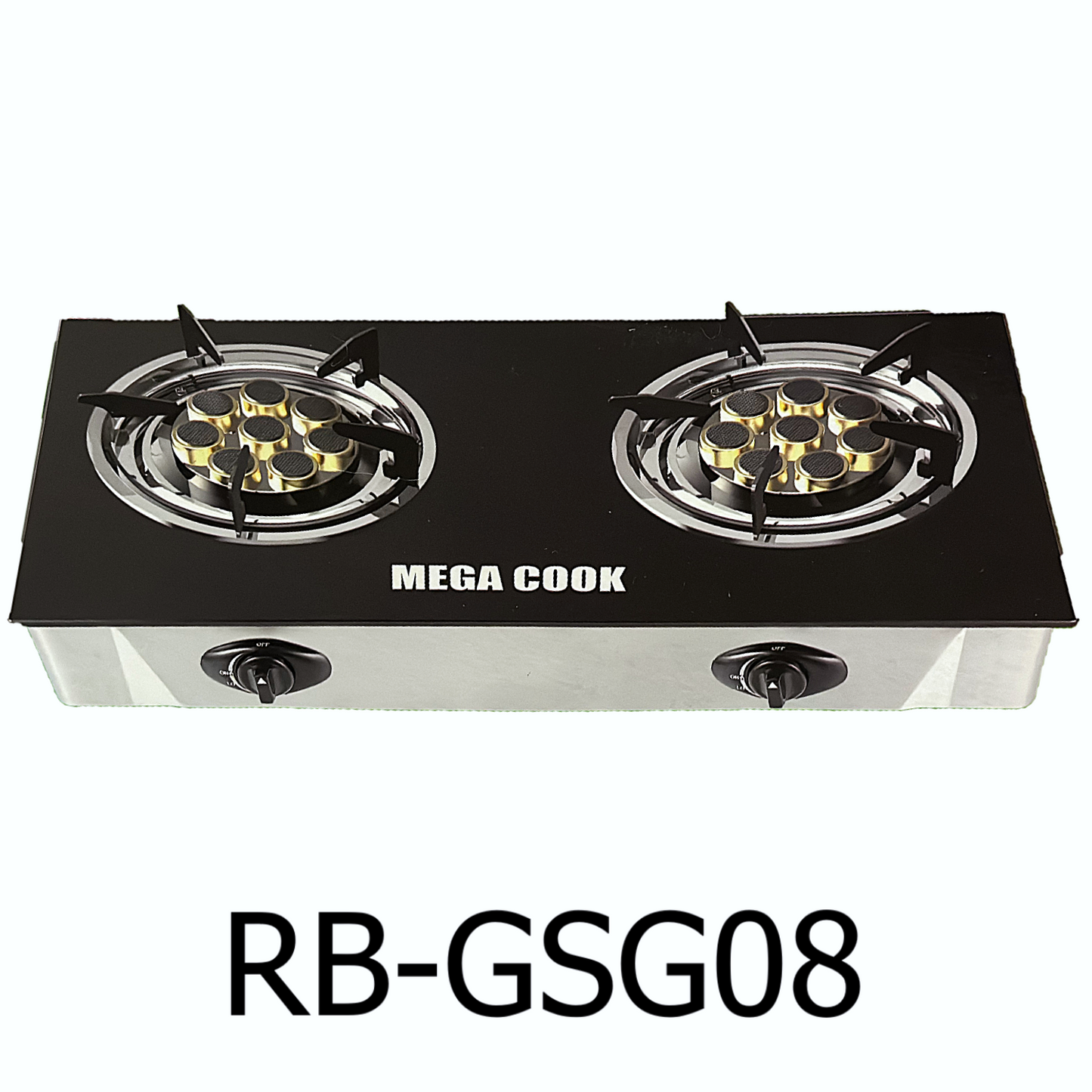 Mega Cook Glass Top 2 Burners Gas Stove High Pressure