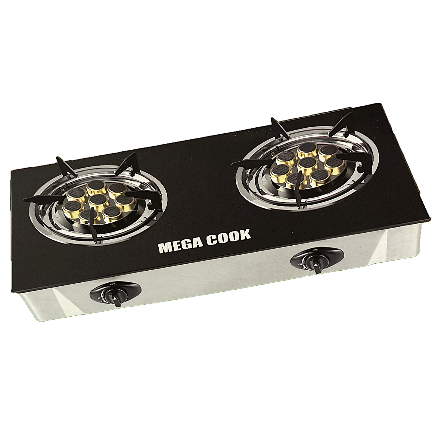 Mega Cook Glass Top 2 Burners Gas Stove High Pressure
