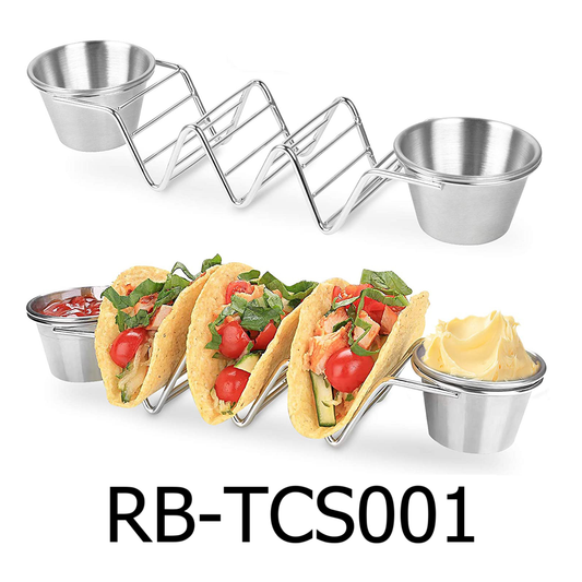 3 PC Party Taco Holders Stainless Steel with 2 Salad Cups