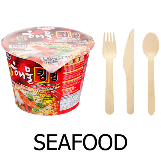 16 PC Big Bowl Instant Noodle Seafood Soup & 24 PC Wooden Cutlery