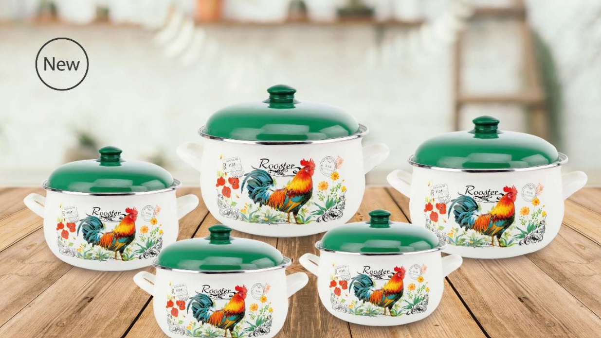 10 PC Retro Style Enamel Stock Pot