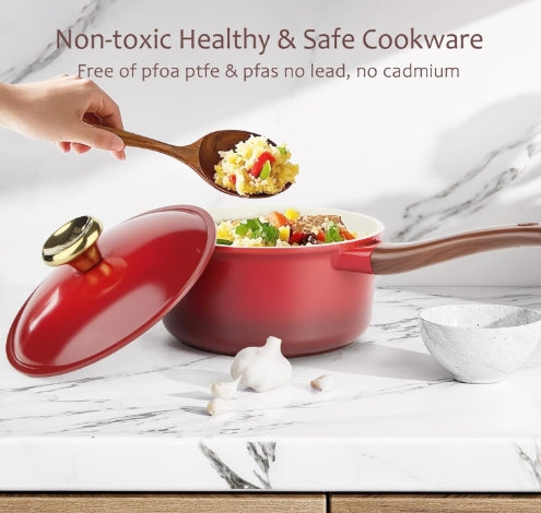 12-Piece Granite Cookware Set RED