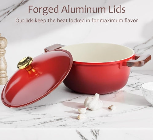 12-Piece Granite Cookware Set RED