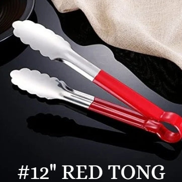 Heavy Duty Stainless Steel Red 12" Tong