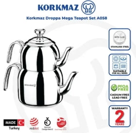 Korkmaz Droppa MEGA Tea Pot Set/ Conjunto de tetera MEGA Korkmaz Droppa