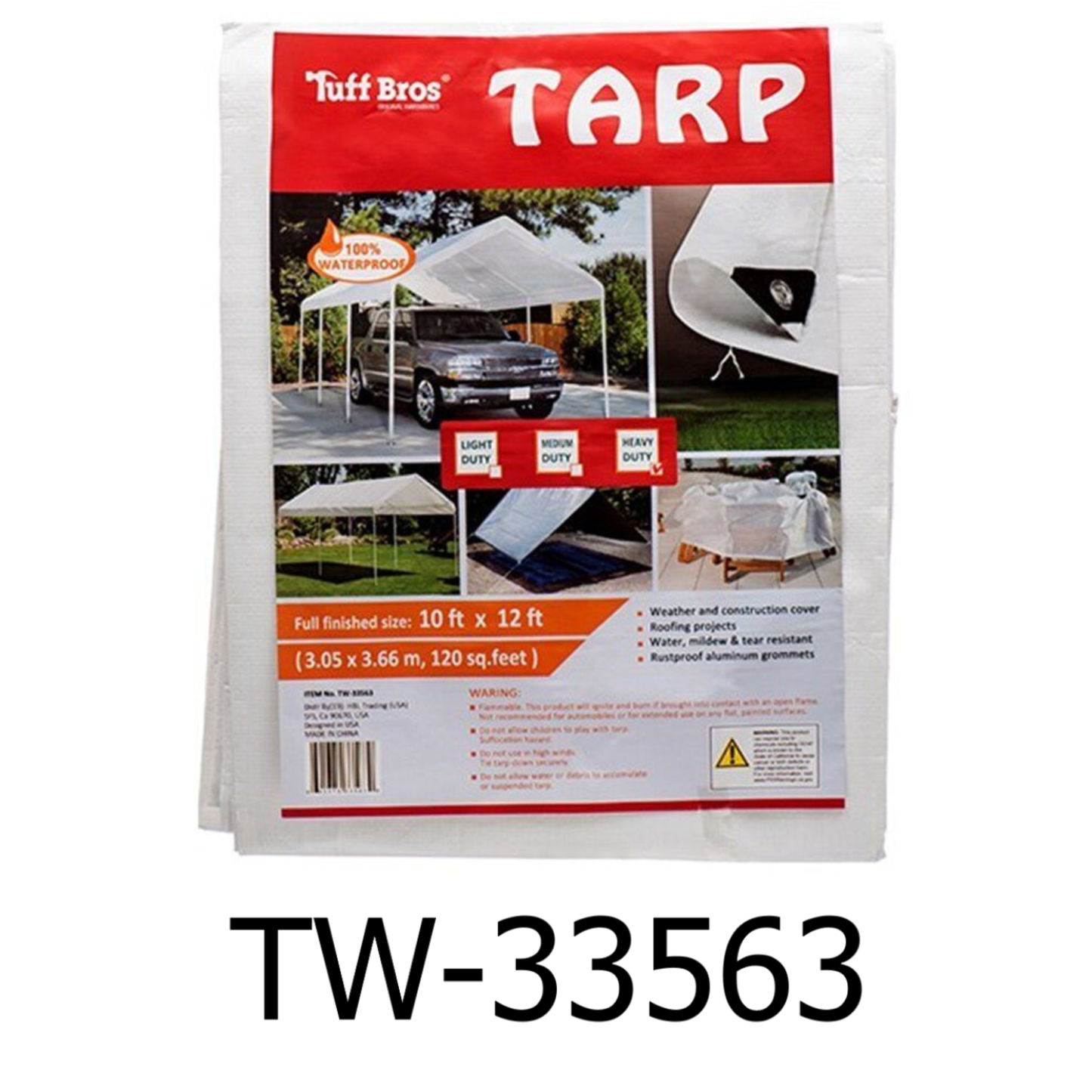 12 x 10 ft White Heavy Duty Tarp