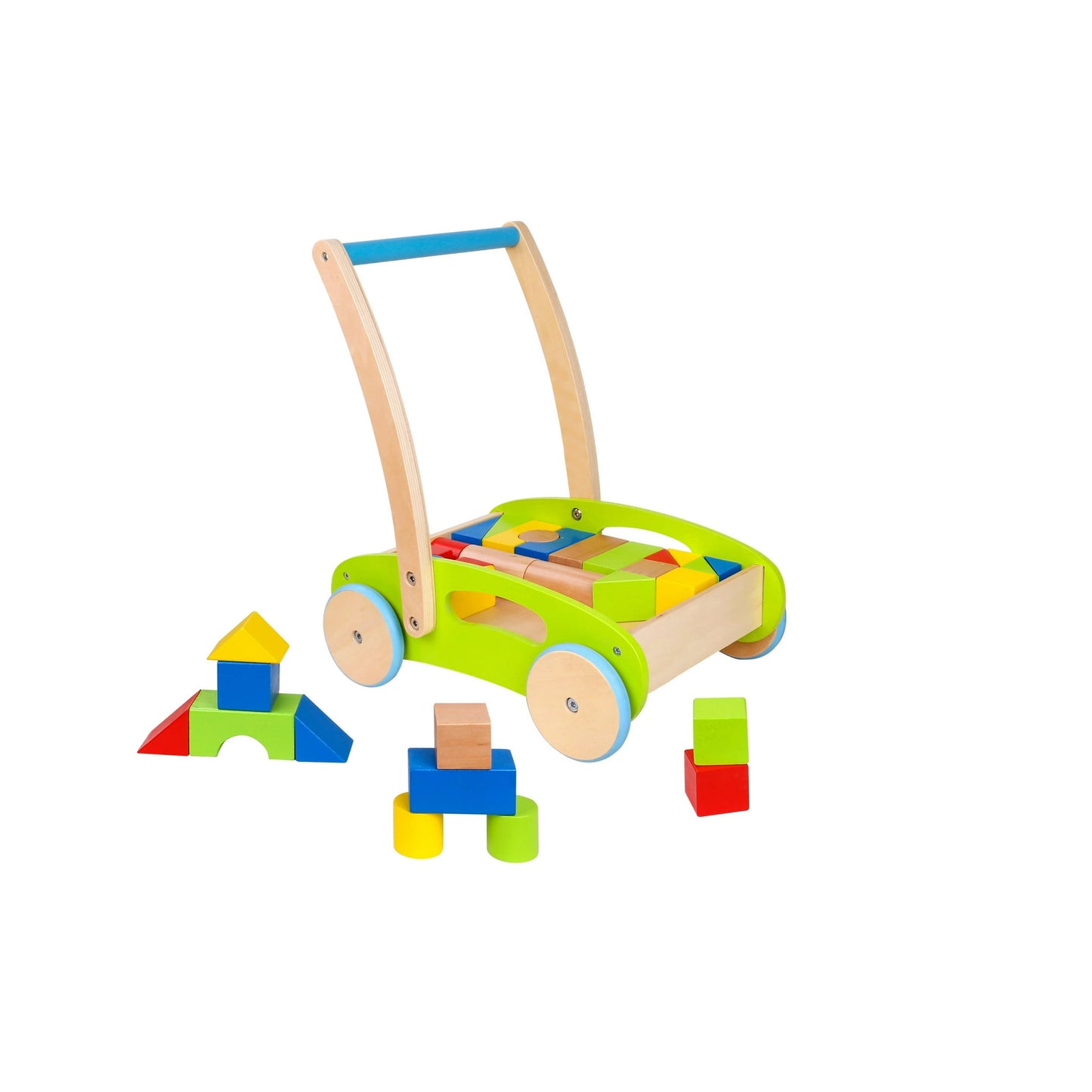 Toyster's Wooden Baby Walker and Block Puzzle Push Cart