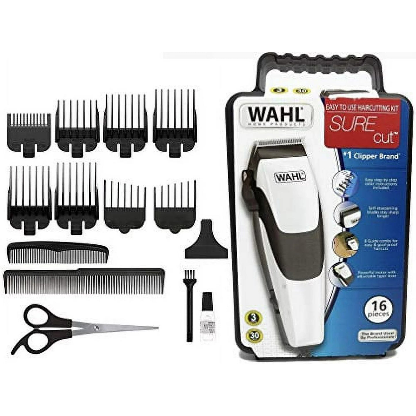 16 PC Wahl SURE Cut Home Haircutting Kit