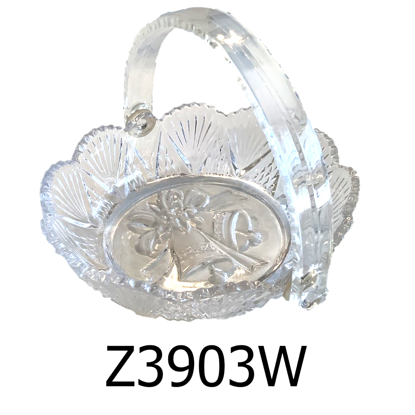 Crystal Bell Glass Basket with Handle