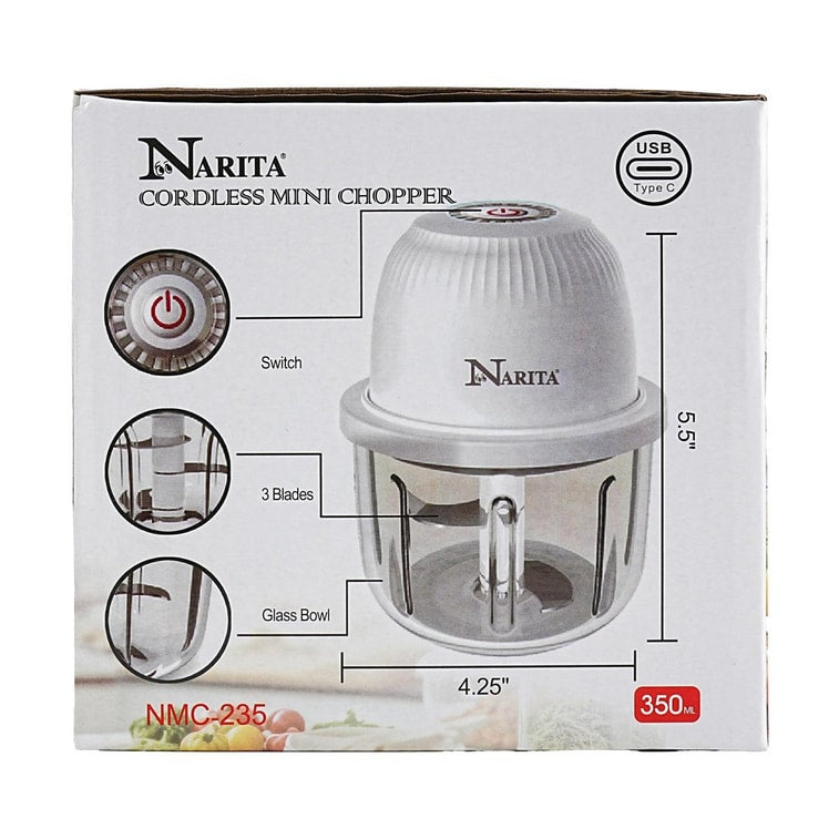 Cordless Narita White Mini Chopper - 350 ml